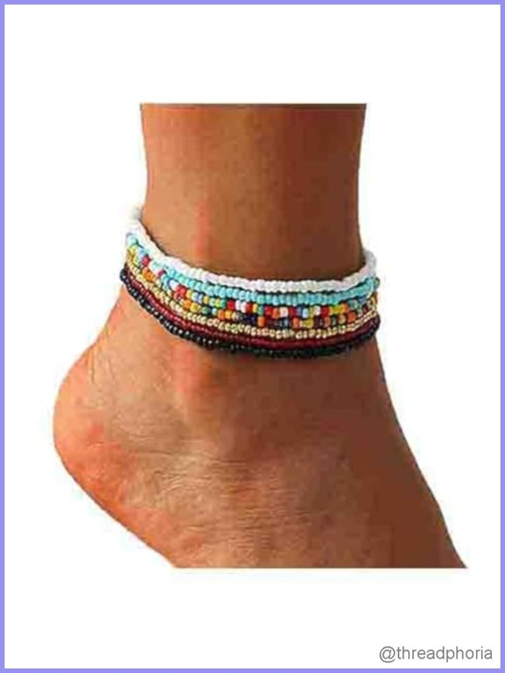 Boho Beaded Anklets Stretch Seed Beads Glass Ankle Bracelet Elastic Foot Hand
